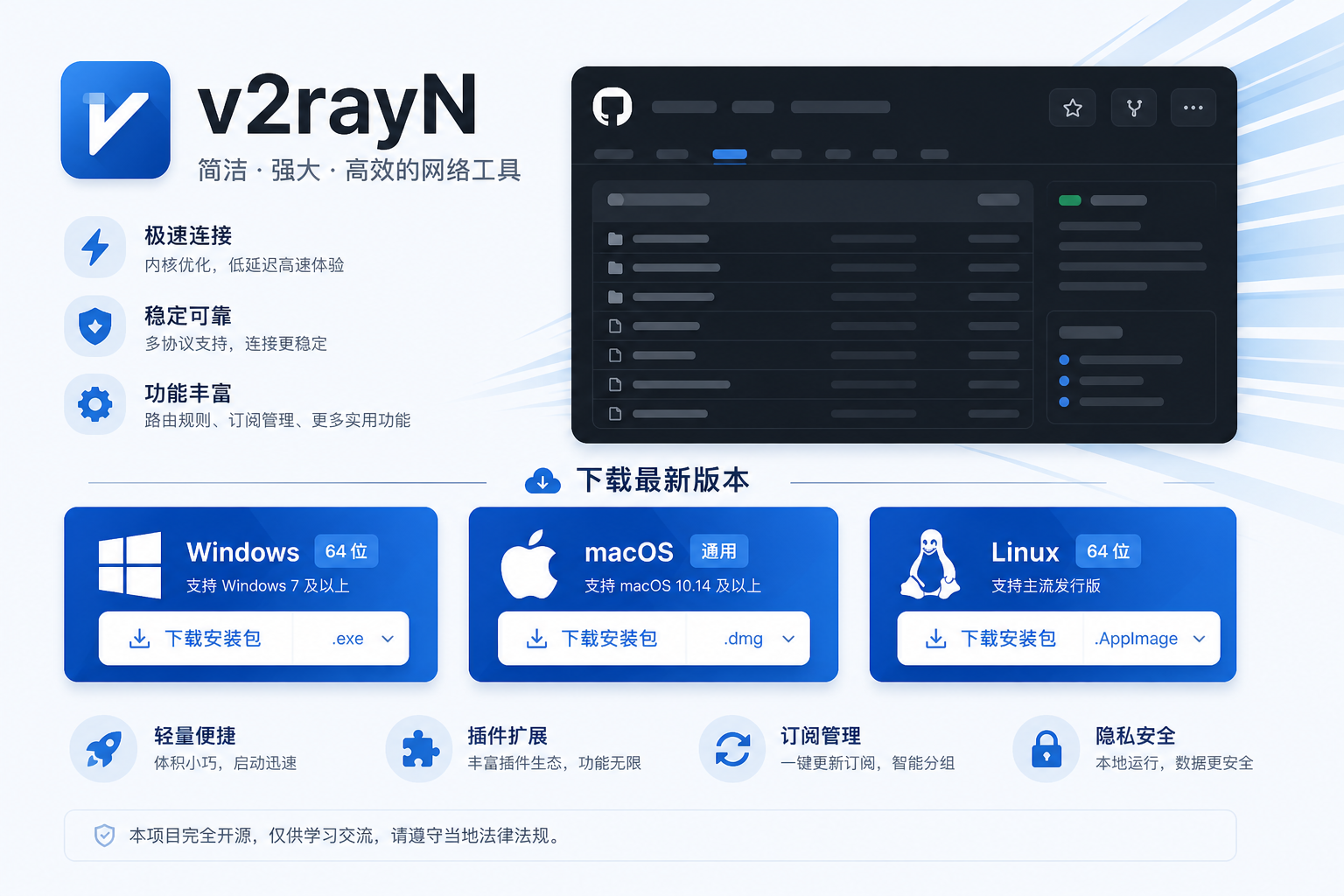 V2RayN电脑端下载官网视觉展示